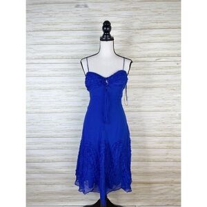 NWT vintage Y2K Maxazria blue Ruffle cami Cocktail Dress